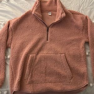 NEVER WORN fuzzy 3/4 zip up sweater